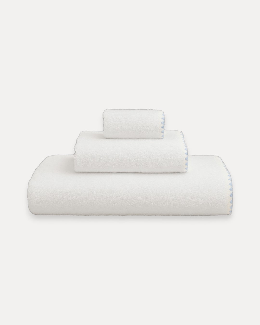 Toalla de baño algodón concha blanco con azul