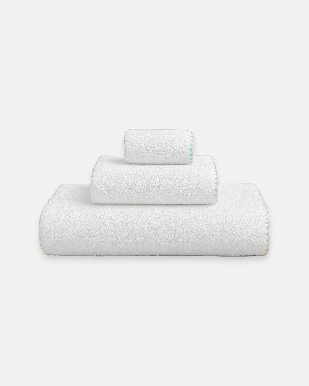 Toalla de Baño Algodón Concha Blanco con Verde Personalizado