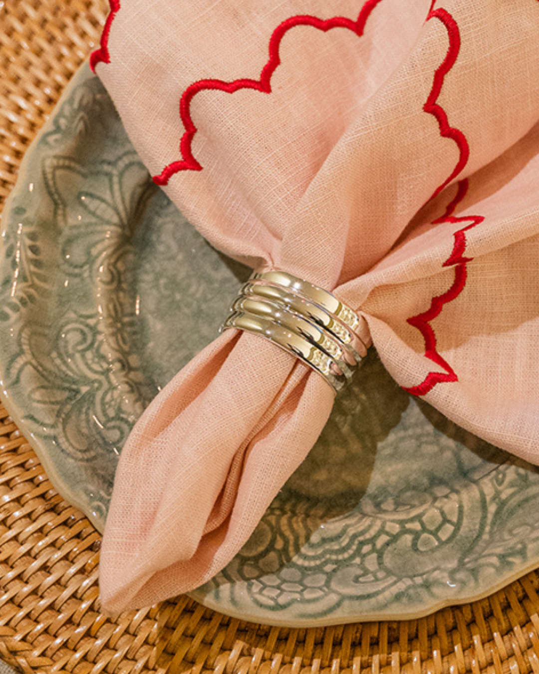 Silver Striped Napkin Ring