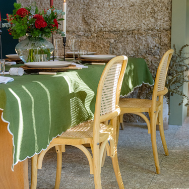 Nappe Verte avec Rebord Blanc