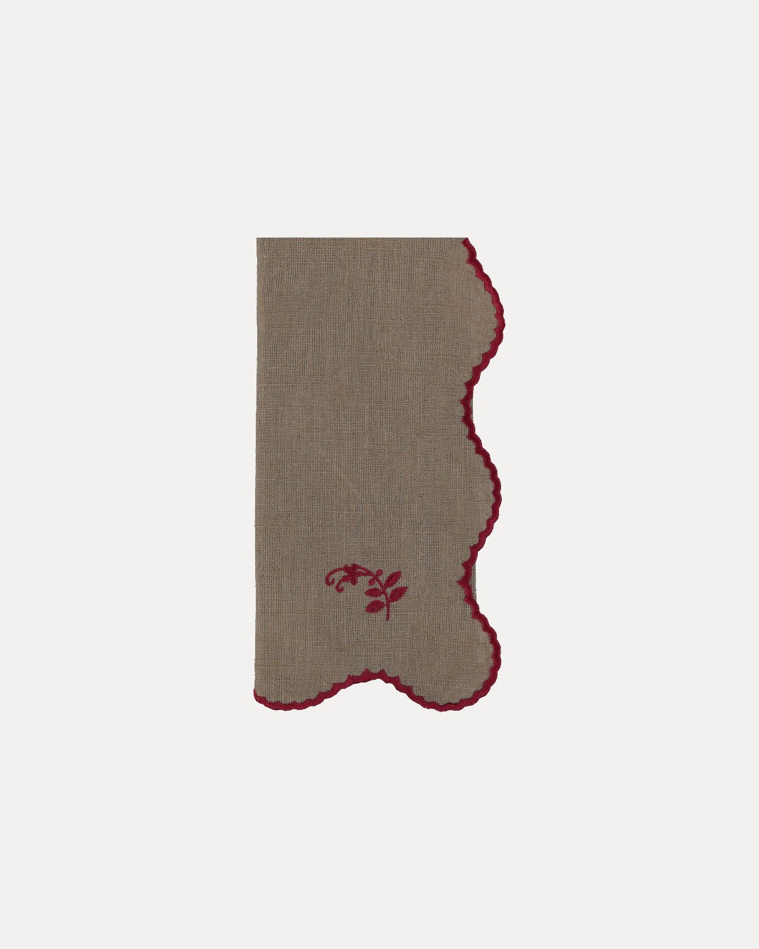 Jasmine Napkin, Brown with Bordeaux