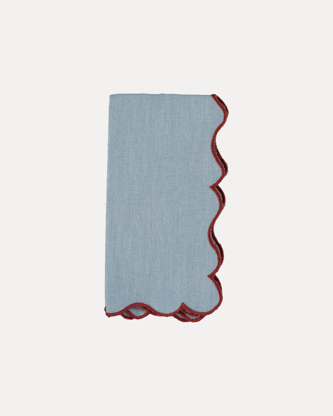 Wavy Napkin, Sky Blue with Bordeaux