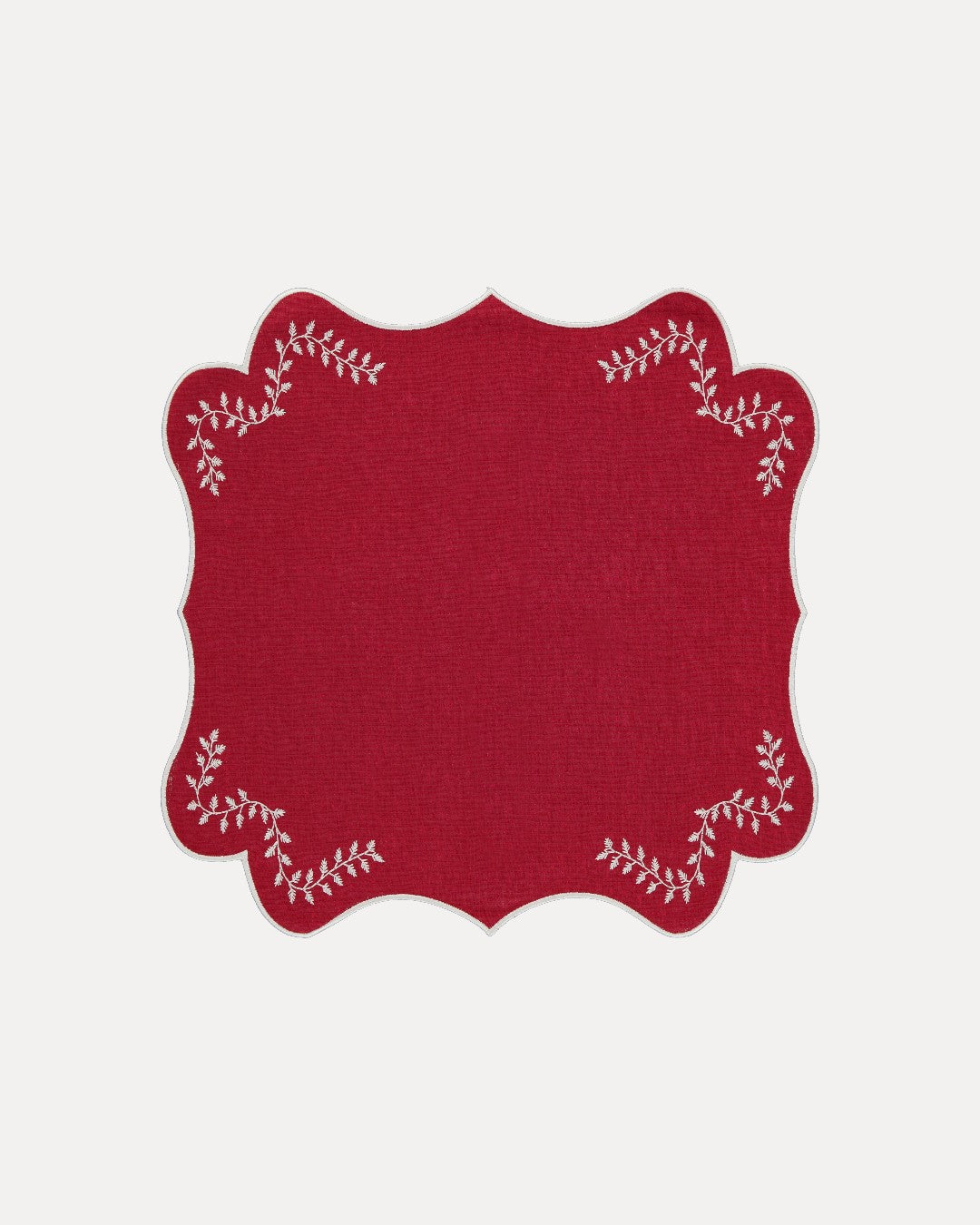 Individual Folhagem Vermelho com Branco