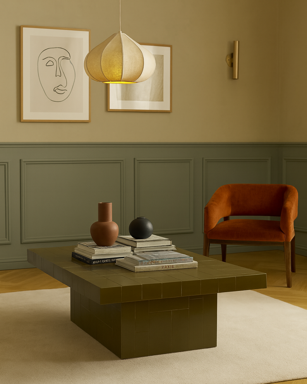 Prisma green coffee table, 100 x 100 x 44 cm