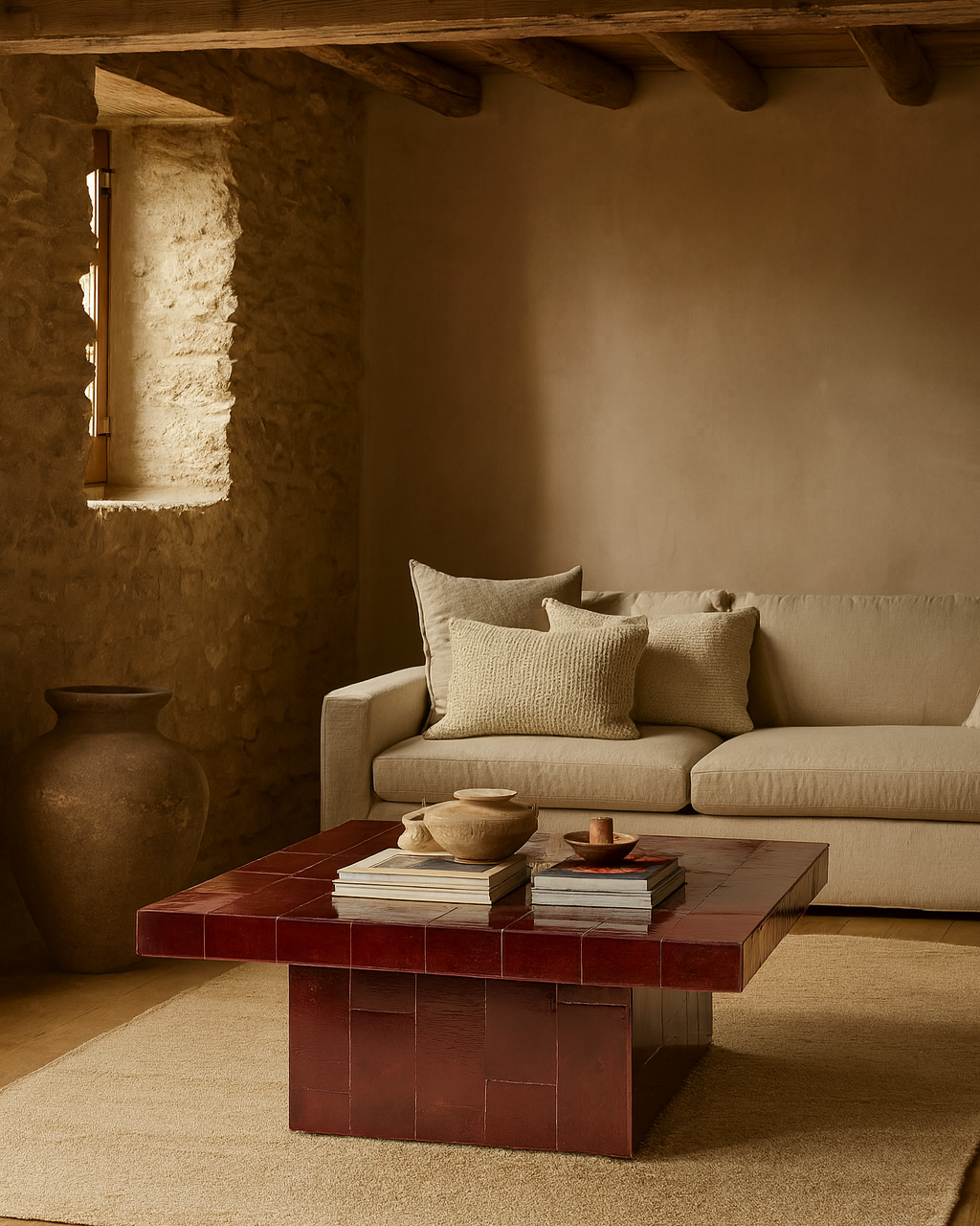 Prisma Bordeaux coffee table, 100 x 100 x 44 cm