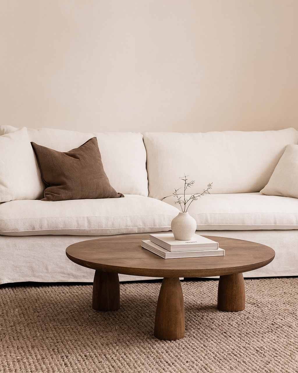 Orbita coffee table in mango wood, 90 x 90 x 30 cm