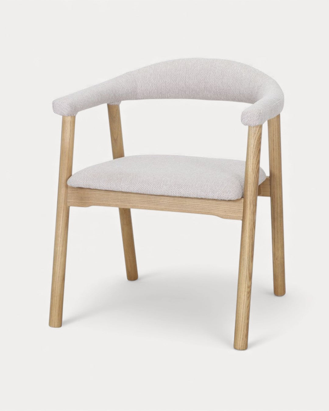Cadeira Curve em madeira de olmo e tecido bege, 56x57x75 cm