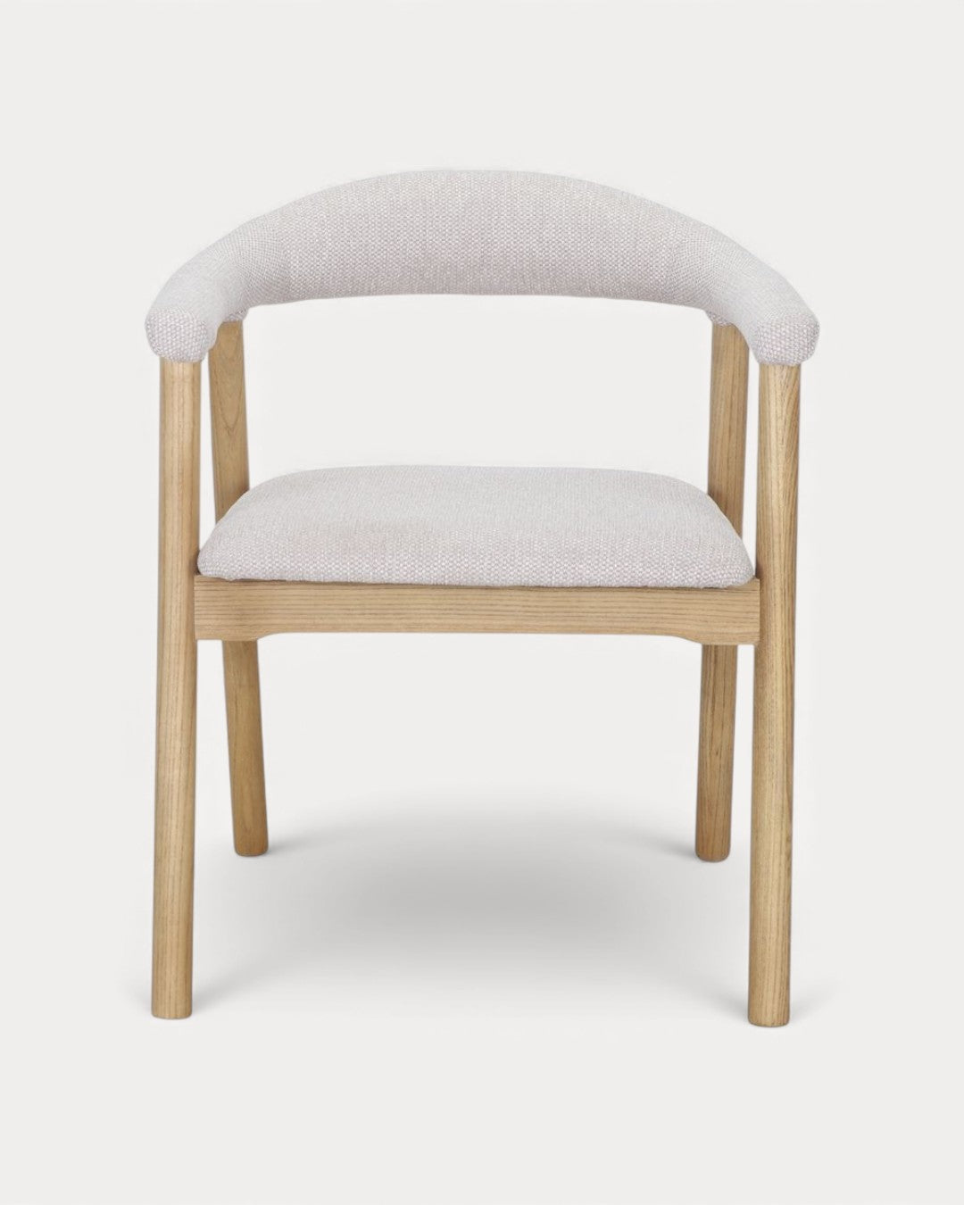 Cadeira Curve em madeira de olmo e tecido bege, 56x57x75 cm
