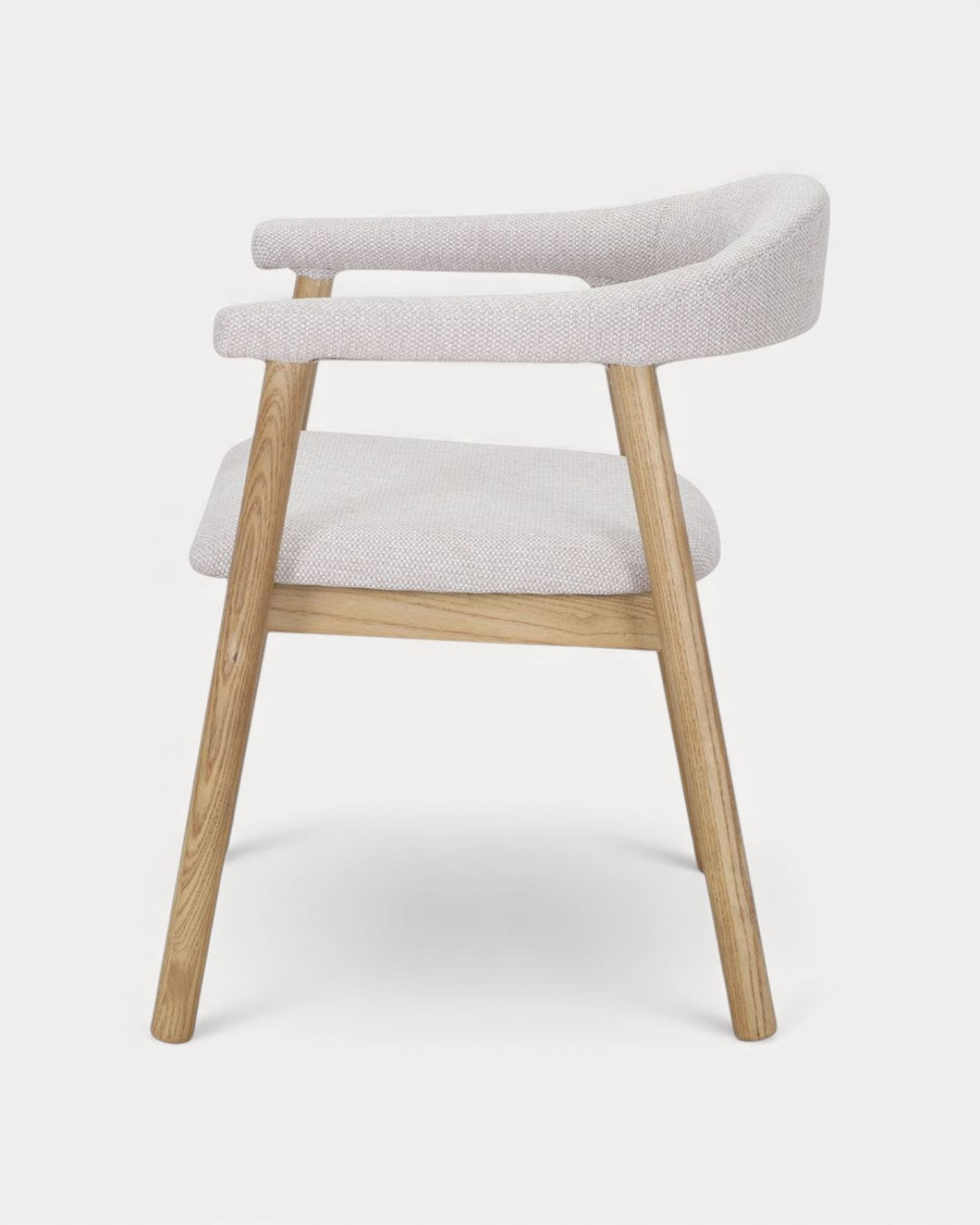 Cadeira Curve em madeira de olmo e tecido bege, 56x57x75 cm