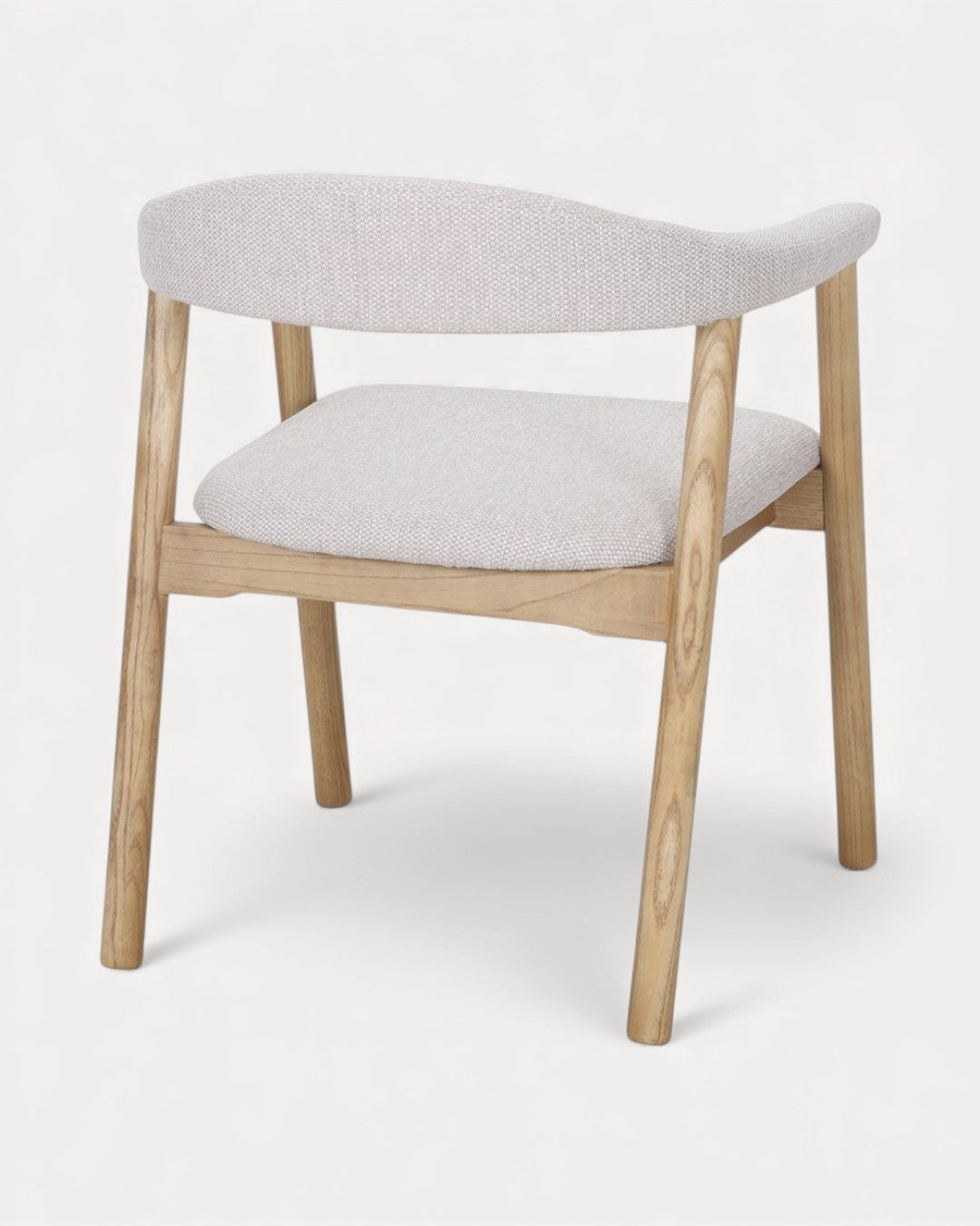 Cadeira Curve em madeira de olmo e tecido bege, 56x57x75 cm