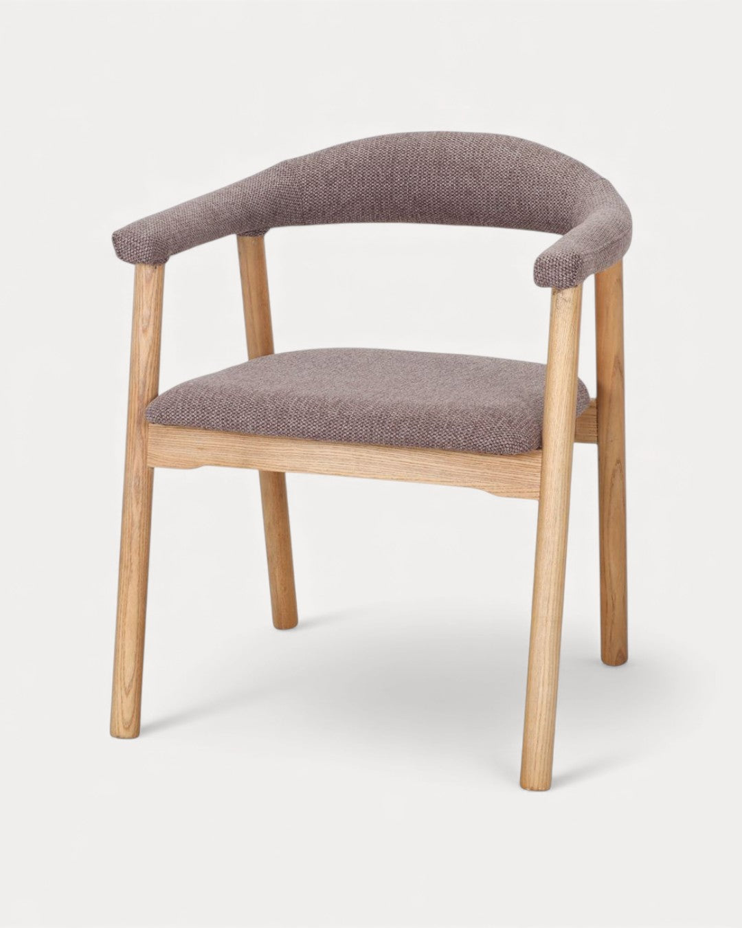 Cadeira Curve em madeira de olmo e tecido castanho, 56x57x75 cm