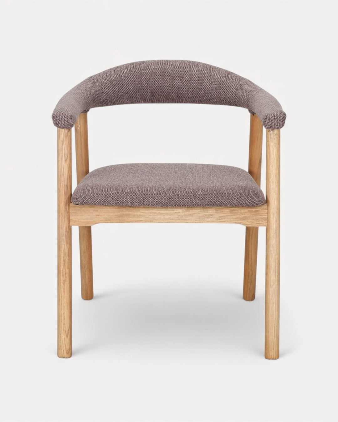 Cadeira Curve em madeira de olmo e tecido castanho, 56x57x75 cm