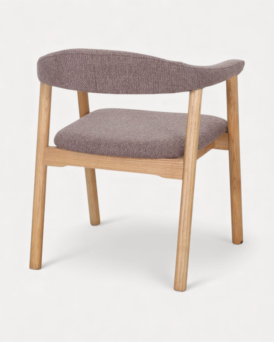 Cadeira Curve em madeira de olmo e tecido castanho, 56x57x75 cm