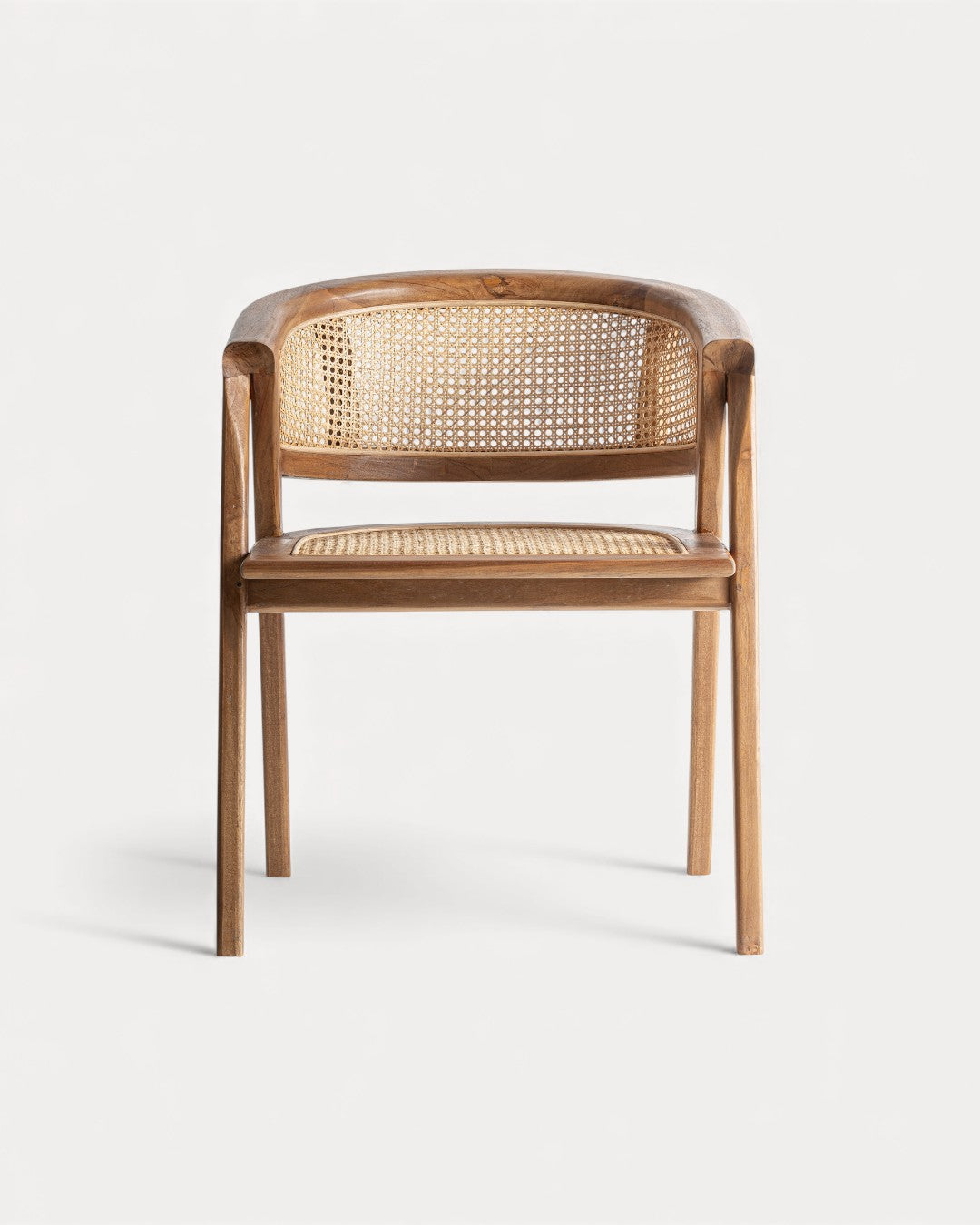 Cadeira Renda em madeira de teca e rattan natural, 60×58×75 cm