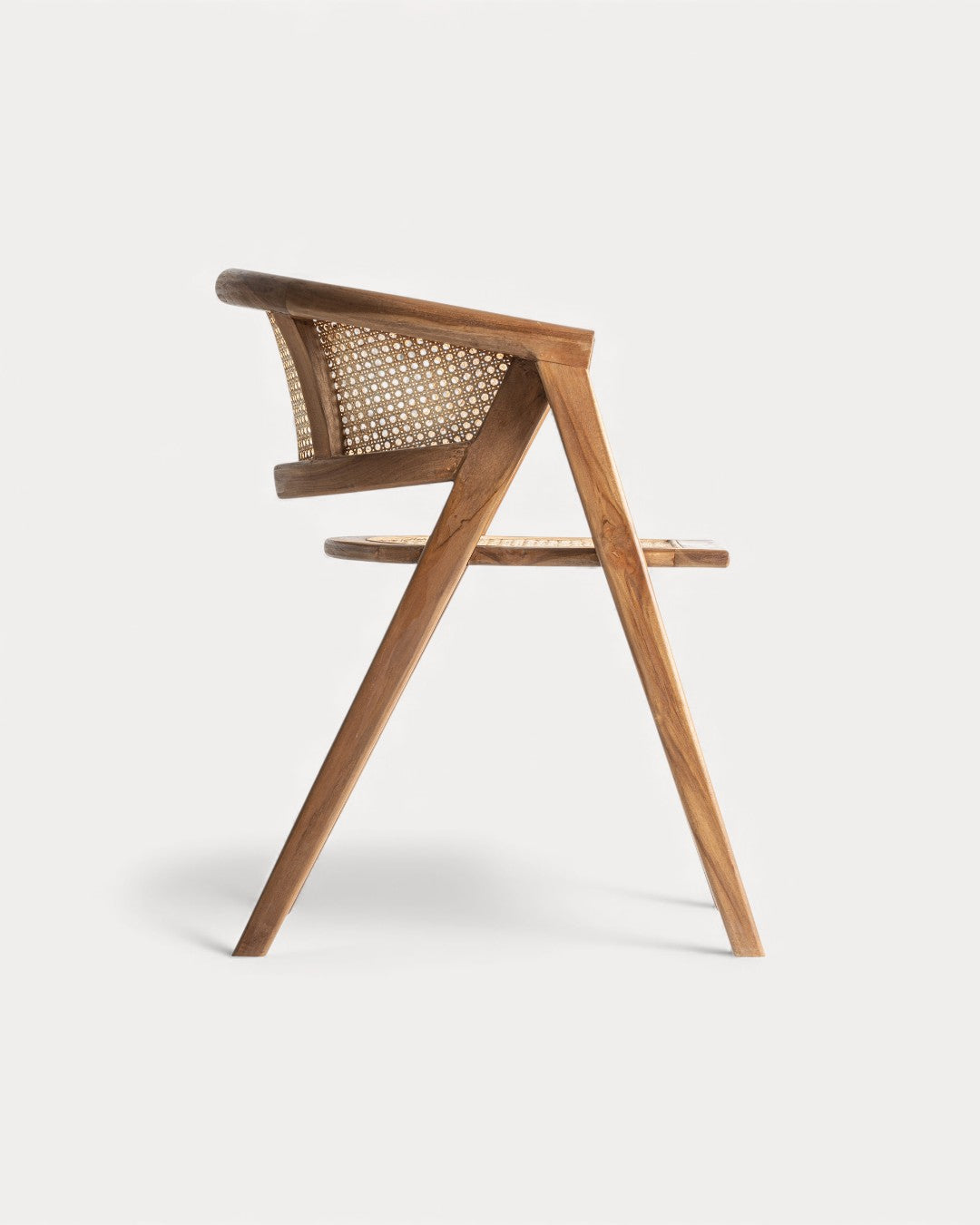 Cadeira Renda em madeira de teca e rattan natural, 60×58×75 cm