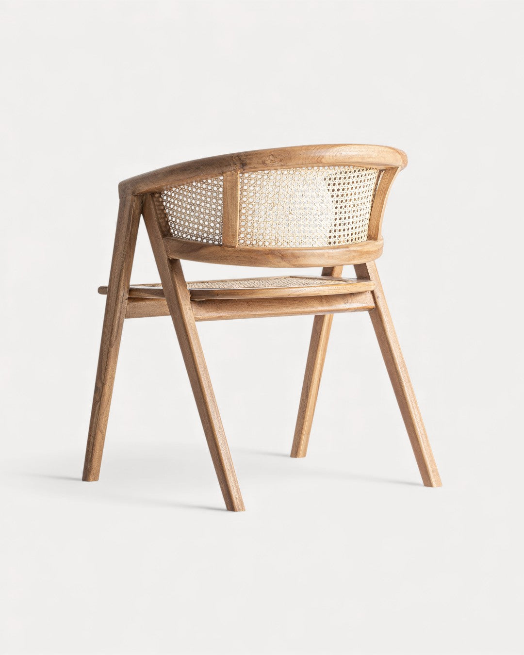 Cadeira Renda em madeira de teca e rattan natural, 60×58×75 cm