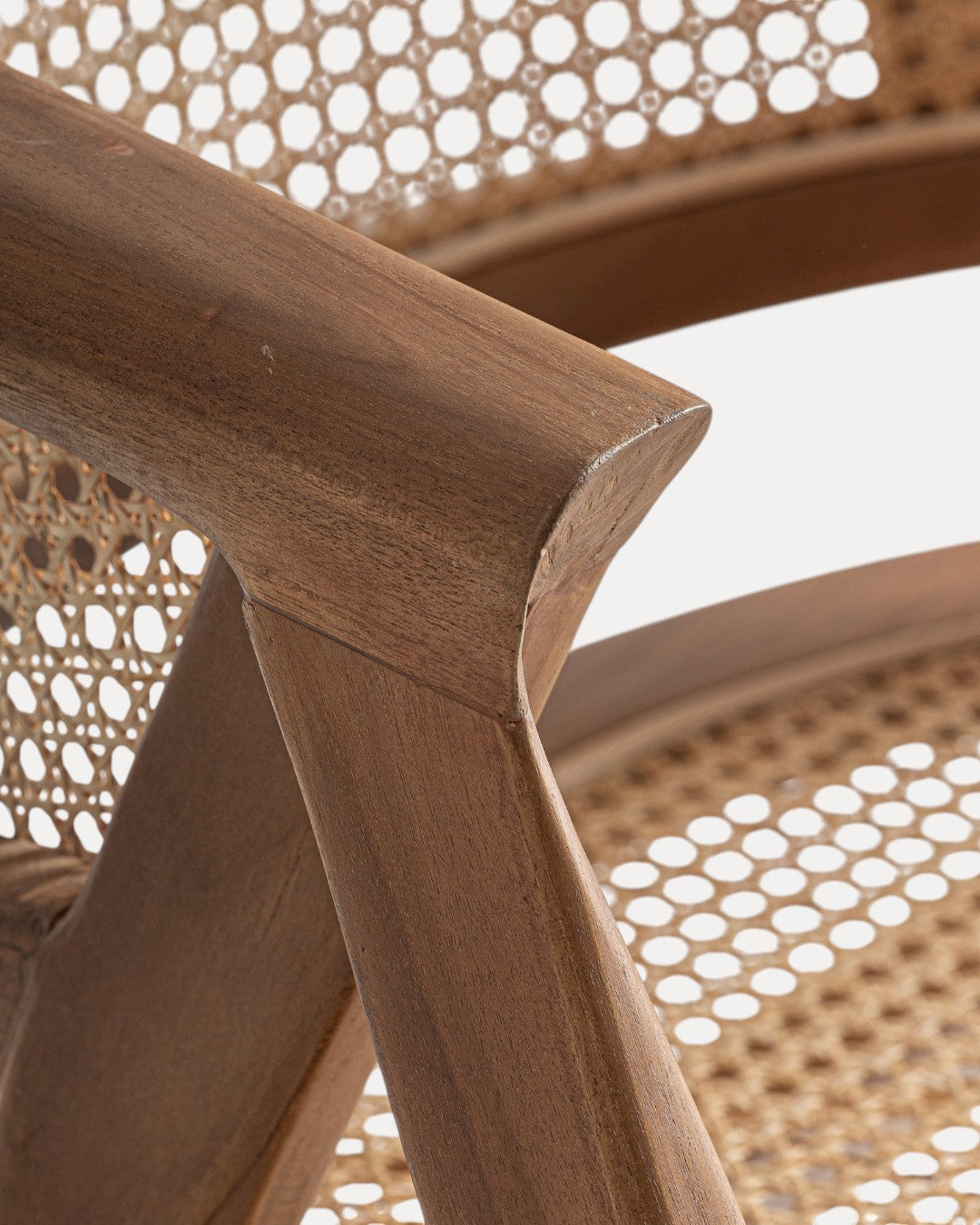 Cadeira Renda em madeira de teca e rattan natural, 60×58×75 cm