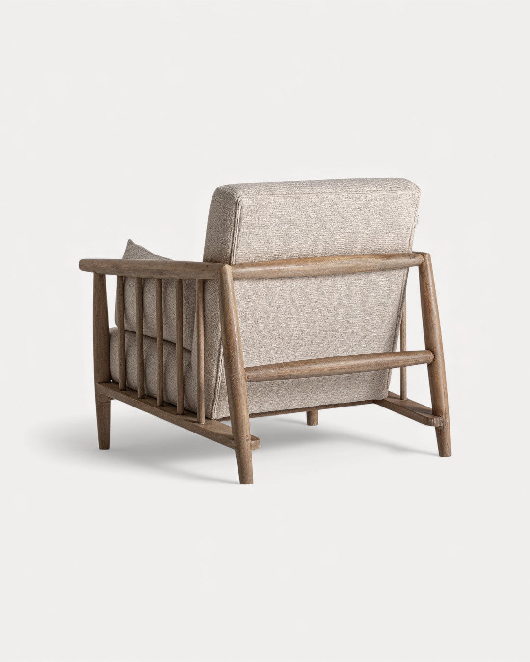 Poltrona Elowen em madeira de bétula e tecido bege, 84x90×84 cm