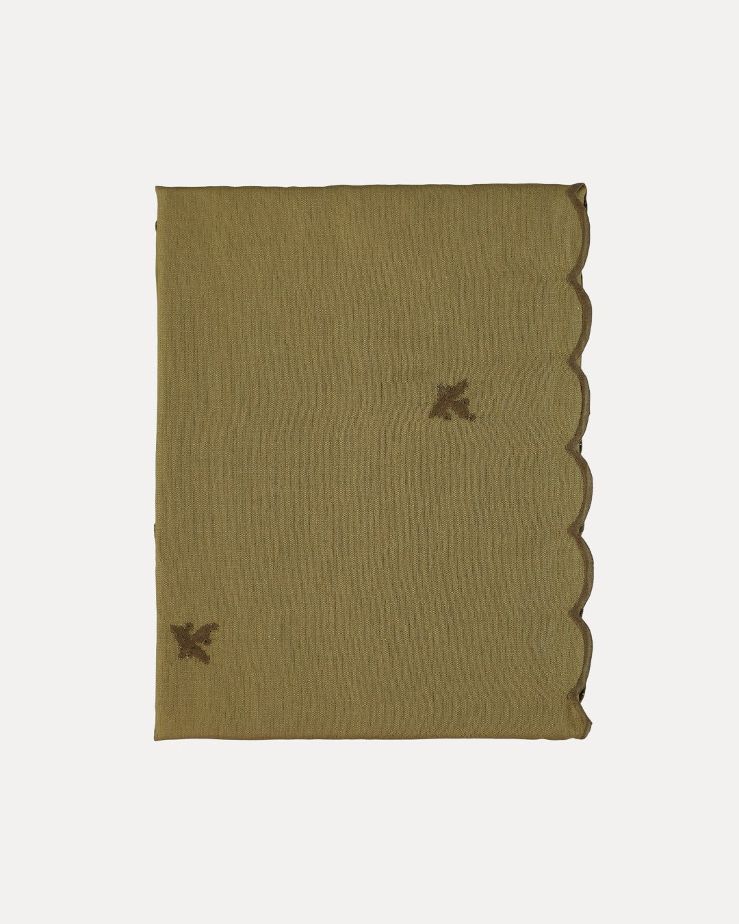 Embroidered Tablecloth with Green Holly Leaves