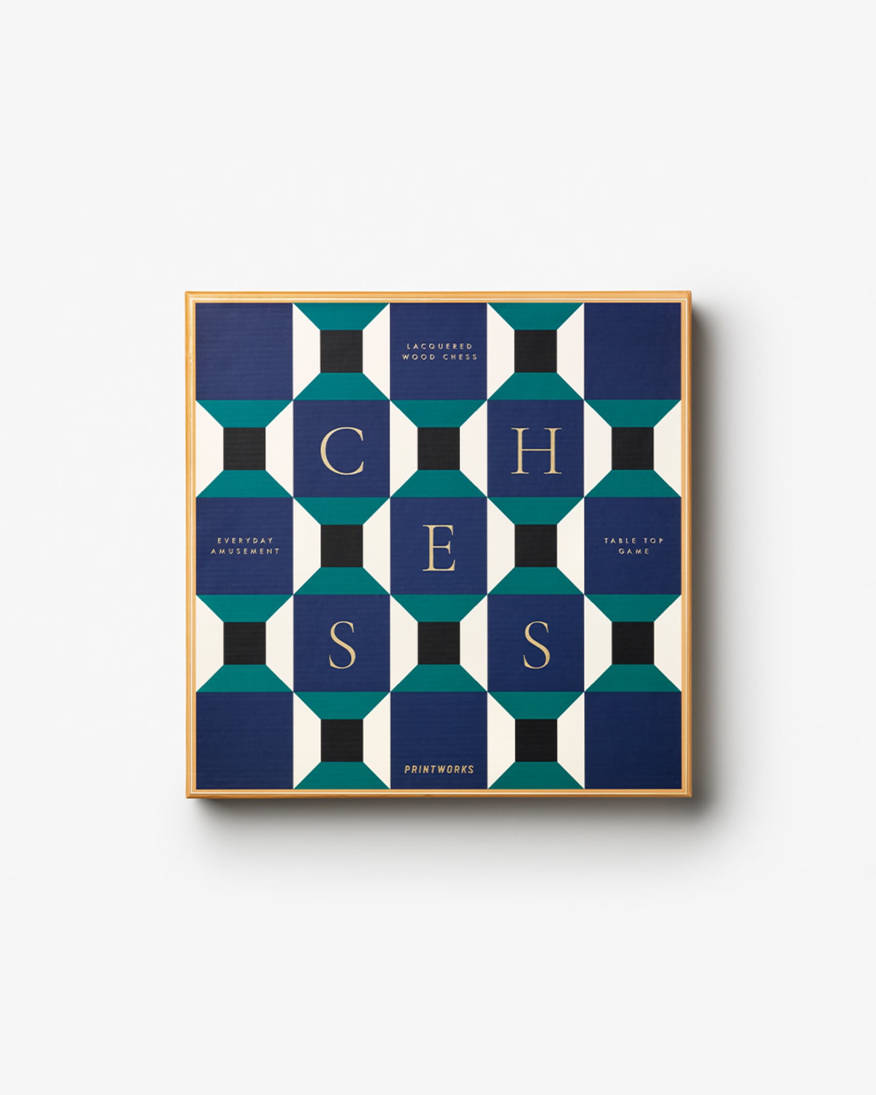 Jogo de Xadrez Classic, Com Padrão Elegante em Azul, Preto e Branco